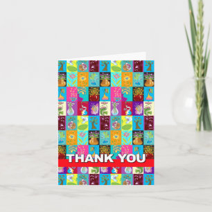 De Agradecimiento Gracias Tarjeta Colorosa Mosaico Floral Rojo