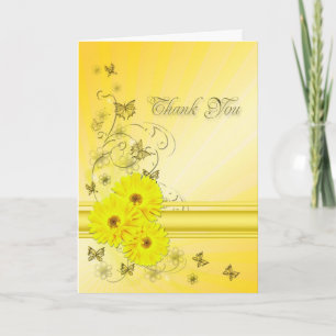 De Agradecimiento Gracias tarjeta con flores amarillas