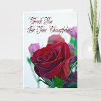 Gracias tarjeta con una rosa roja