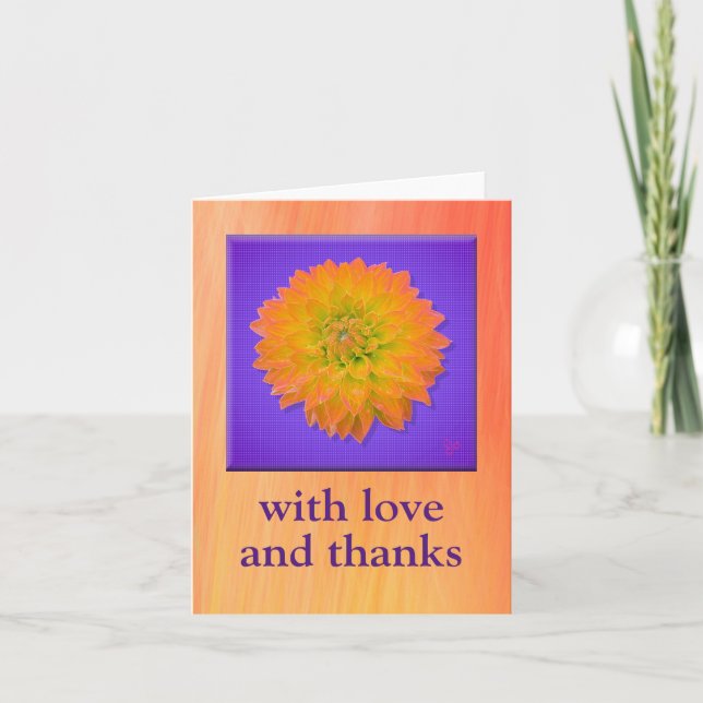 De Agradecimiento Gracias tarjeta doblada con dahlia por Jo Images (Anverso)