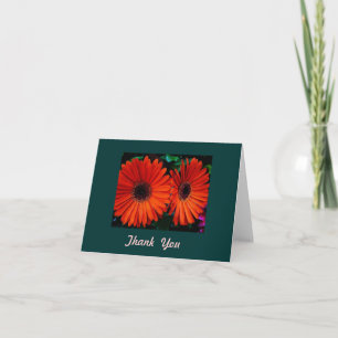 De Agradecimiento gracias tarjeta doble naranja color daisy flores