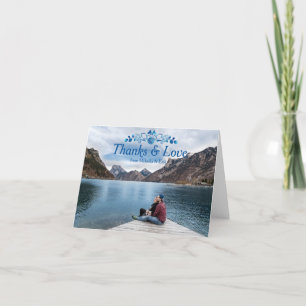 De Agradecimiento Gracias Tarjeta Floral Azul Diseño por Foto