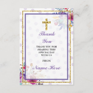De Agradecimiento Gracias tarjeta floral cruzada santa religiosa del
