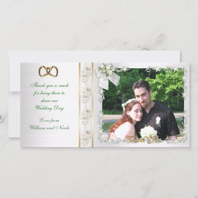 De Agradecimiento Gracias tarjeta fotográfica Boda (Anverso)