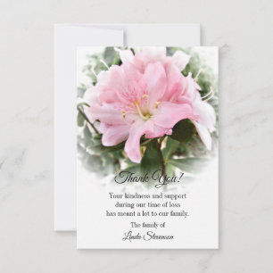 De Agradecimiento Gracias tarjeta funeral - Flor rosa Azalea