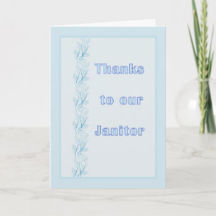De Agradecimiento Gracias tarjeta para Janitor en el teniente azul