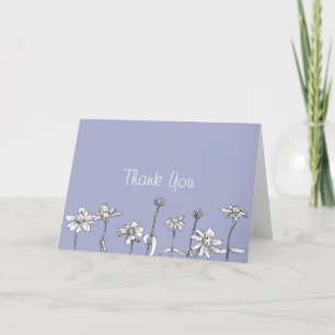De Agradecimiento Gracias Tarjeta Periwinkle Daisy Flower Drawing