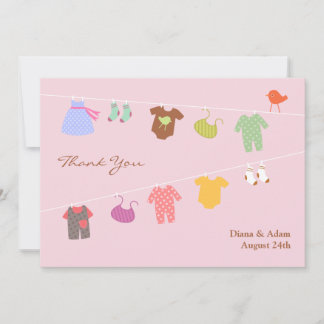 De Agradecimiento Gracias tarjeta plana Baby Shower