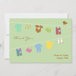 De Agradecimiento Gracias tarjeta plana Baby Shower