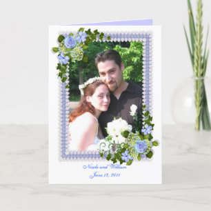 De Agradecimiento Gracias tarjeta por foto con marco floral azul