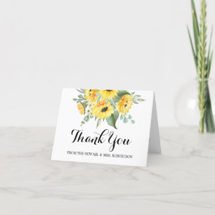 De Agradecimiento Gracias Tarjeta Sunflowers Greenery Boda Bridal