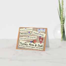 De Agradecimiento Graduación - gracias mamá y papá - tarjeta