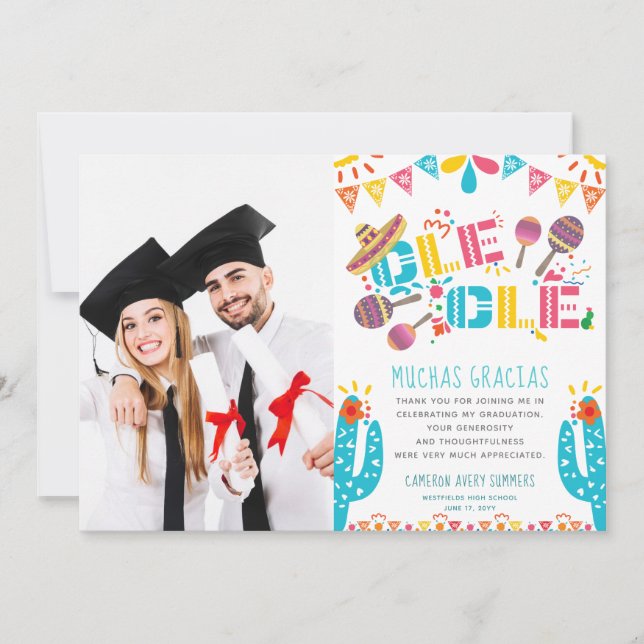 De Agradecimiento Graduación Muchas Gracias Fiesta Gracias Tarjeta (Anverso)