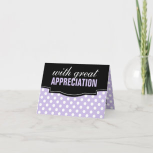 De Agradecimiento Gran Apreciación Púrpura Polka Dot Gracias Tarjeta