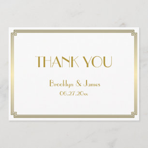 De Agradecimiento Gran Gatsby Art Deco Boda Blanco Gracias Tarjeta