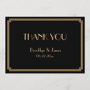 De Agradecimiento Gran Gatsby Art Deco Negro Boda Gracias Tarjeta