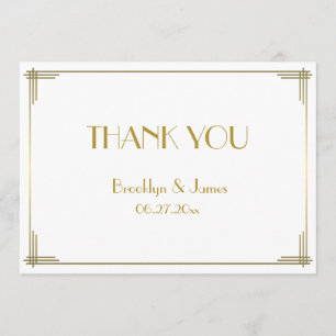 De Agradecimiento Gran Gatsby Gold Art Deco Boda Gracias Tarjeta