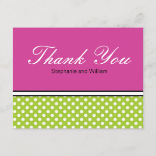 De Agradecimiento Green Polka Dot With Pink Boda Gracias Tarjeta
