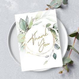 De Agradecimiento Greenery Eucalyptus Folded Gracias tarjeta