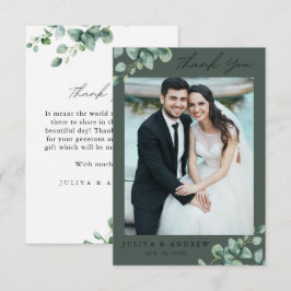 De Agradecimiento Greenery Eucalyptus foto boda Gracias Tarjeta