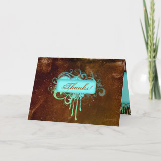 De Agradecimiento Grunge Gracias Tarjeta Flor Azul Marrón