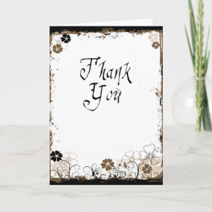 De Agradecimiento Grunge Swirl Flowers Gracias Tarjeta Sepia Brown