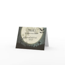 Halloween boda Gracias tarjeta con luna