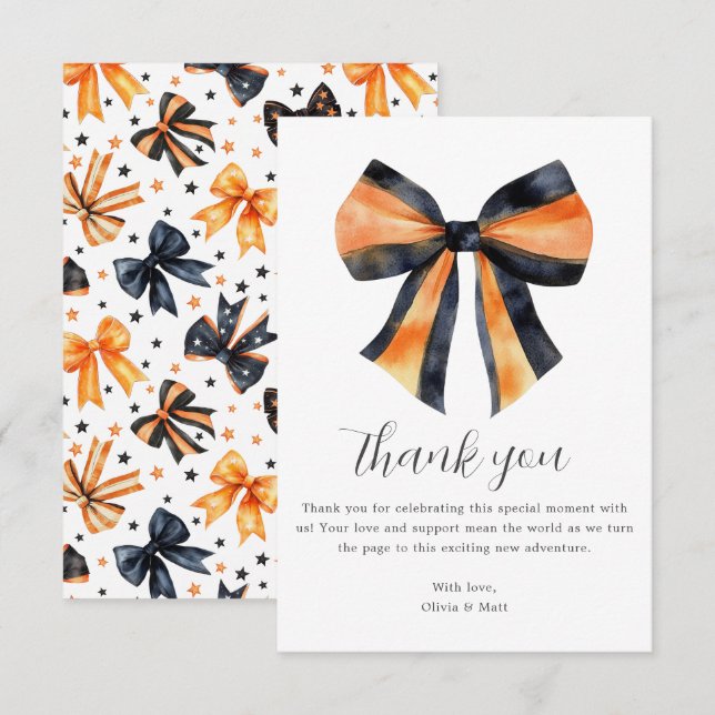 De Agradecimiento Halloween Coquette Bow Baby Shower Gracias Tarjeta (Anverso / Reverso)