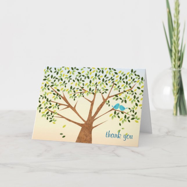 De Agradecimiento Hermosa tarjeta Bird Tree Gracias (Anverso)
