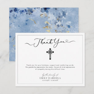 De Agradecimiento Hermosa tarjeta funeraria Golden Blue Floral