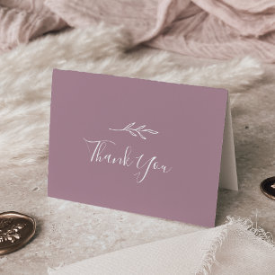 De Agradecimiento Hoja mínima Tarjeta Mauve Boda Gracias
