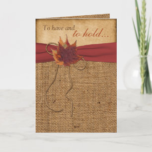 De Agradecimiento Hojas otoñales, tarjeta Boda plegada FUX Burlap