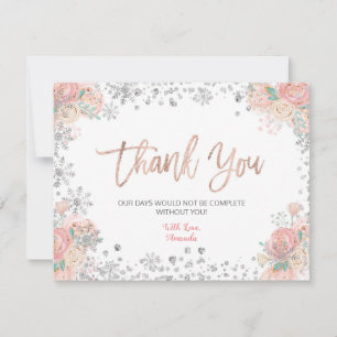 De Agradecimiento Invierno floral Onederland Nieve Gracias tarjeta