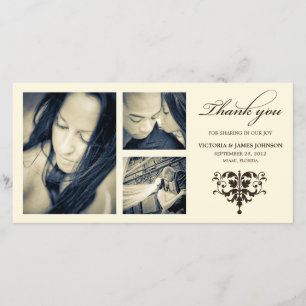DE AGRADECIMIENTO IVORY FORMAL COLLAGE BODA GRACIAS TARJETA