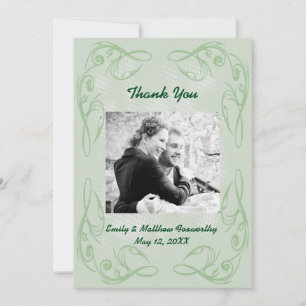 De Agradecimiento Kale Resumen Swirl Border Gracias Tarjeta Plana