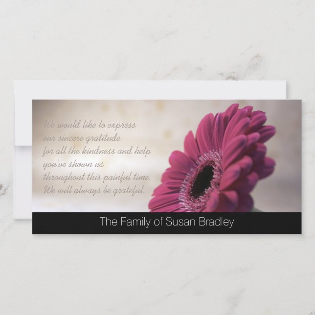 De Agradecimiento La condolencia del Gerbera le agradece la tarjeta (Anverso)