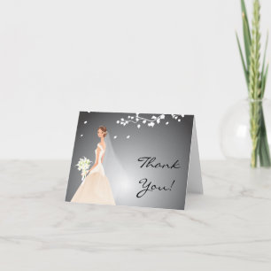 De Agradecimiento La novia negra y gris elegante le agradece tarjeta