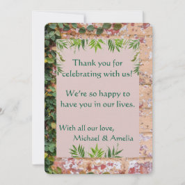 De Agradecimiento Ladrillos pintados Green Ivy Boda Gracias Tarjeta