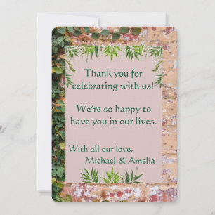 De Agradecimiento Ladrillos pintados Green Ivy Boda Gracias Tarjeta