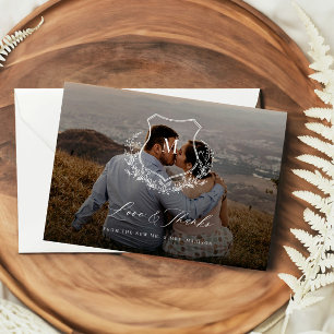 De Agradecimiento Laurel Love & Gracias Boda Gracias Tarjeta Fotográ