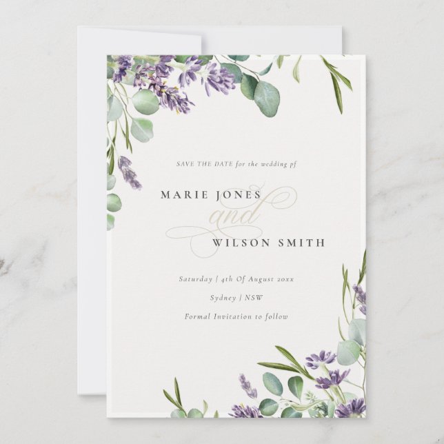 De Agradecimiento Lavender Eucalyptus Leafy Bunch Guardar la tarjeta (Anverso)