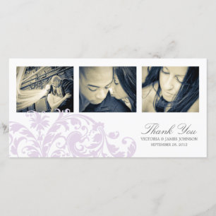 De Agradecimiento LILAC y BLANCO FLOURISH BODA GRACIAS TARJETA