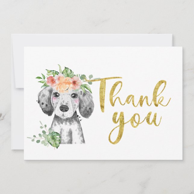De Agradecimiento lindo perro gracias tarjeta (Anverso)