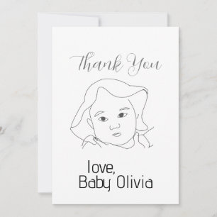 De Agradecimiento Línea dibujando la cara del bebé gracias tarjeta