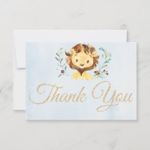De Agradecimiento Lion Soft Watercolor Blue Gracias Tarjeta
