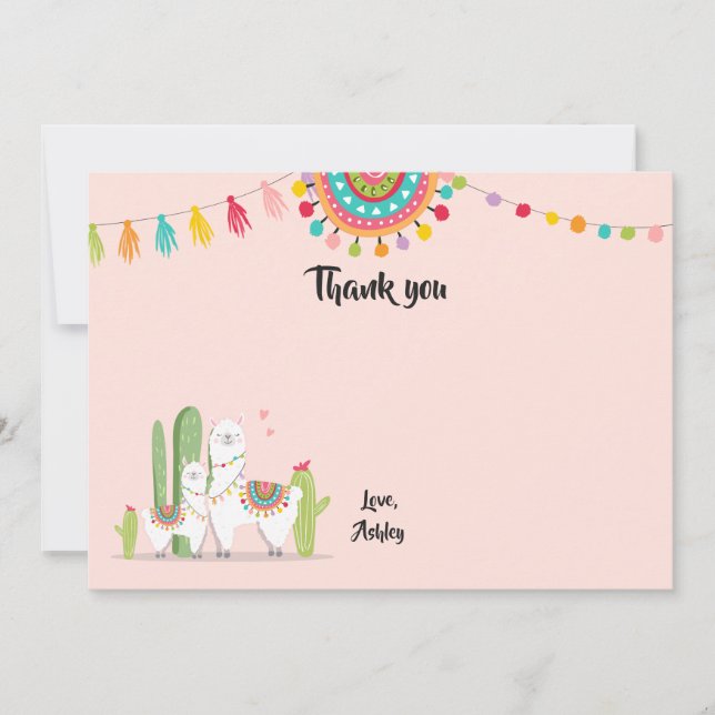 De Agradecimiento Llama Gracias Tarjeta Ducha Fiesta Cactus Mexicano (Anverso)
