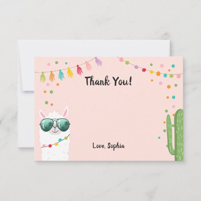 De Agradecimiento Llama Rama Gracias Tarjeta Fiesta Fiesta Alpaca (Anverso)