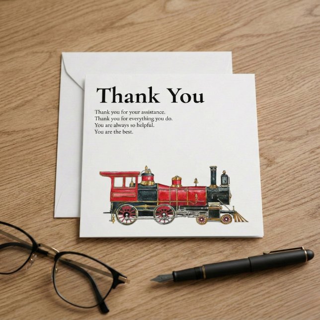De Agradecimiento Llanto Rojo Gracias Por Toda La Tarjeta (Red Train Flat Thank You For Everything Card)