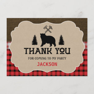 De Agradecimiento Lumberjack Boys Cumpleaños Gracias Tarjeta Flat