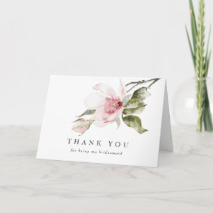 De Agradecimiento Magnolia Floral Bridesmaid Gracias Tarjeta